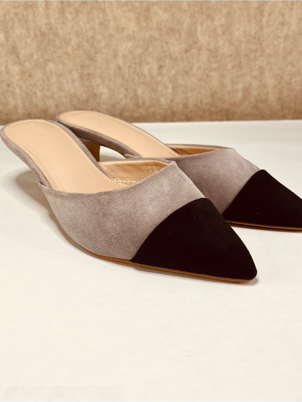 The Drop Grey Black Faux Suede Mules Court Job Interview Funeral Church Size 7